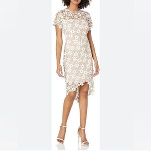 Shoshanna Baylor Floral White and Tan Lace Dress, size 4